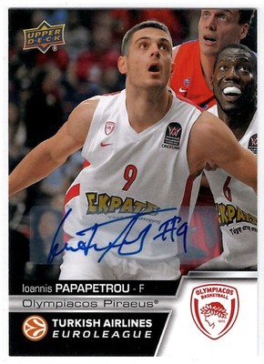 Ioannis Papapetrou 2015-16 Upper Deck Euroleague Autographed Olympiacos #E-29