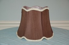 Dark Brown w liner Lampshade scalloped bell shape with trim 9" tall, 11" diamete