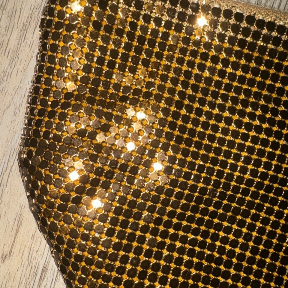 Vintage WHITING & DAVIS Bronze Purse Crossbody Bag Evening Chain Mail Mesh 8x5” - Image 2 of 4