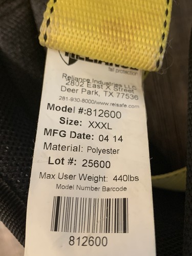Reliance Construction Style Positioning Safety Harness XXXL - Picture 4 of 4