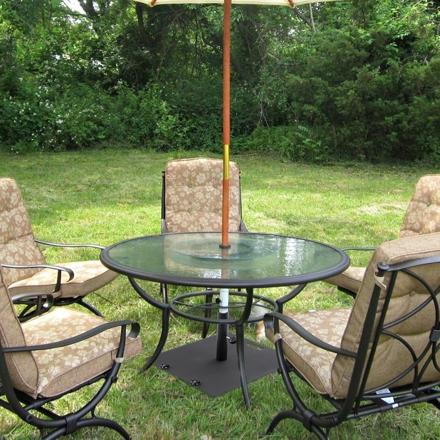 35 LBS Square Outdoor Market Umbrella Base Stand with Wheels, 24", Black