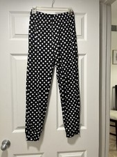 Women black and white polka dots pants