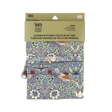 Image of Le Chateau William Morris Blue Strawberry Thief Cotton Apron - Kitchen Gifts
