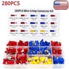 280 x Assorted Insulated Electrical Wire Terminal Crimp Connector Spade Kit Set