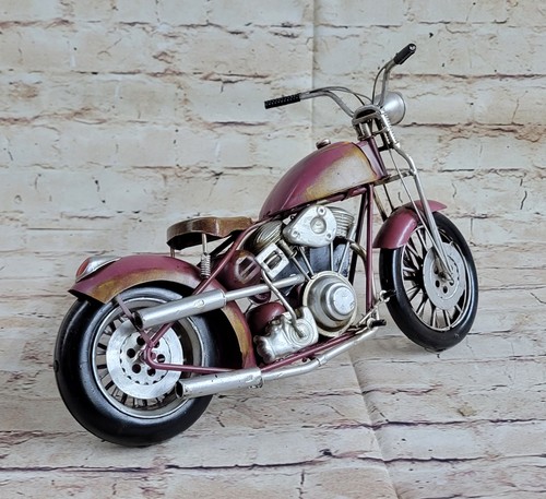 Hand Made Chopper Motorcycle 1:08 Scale Tin Plate Metal Figure - Picture 3 of 6