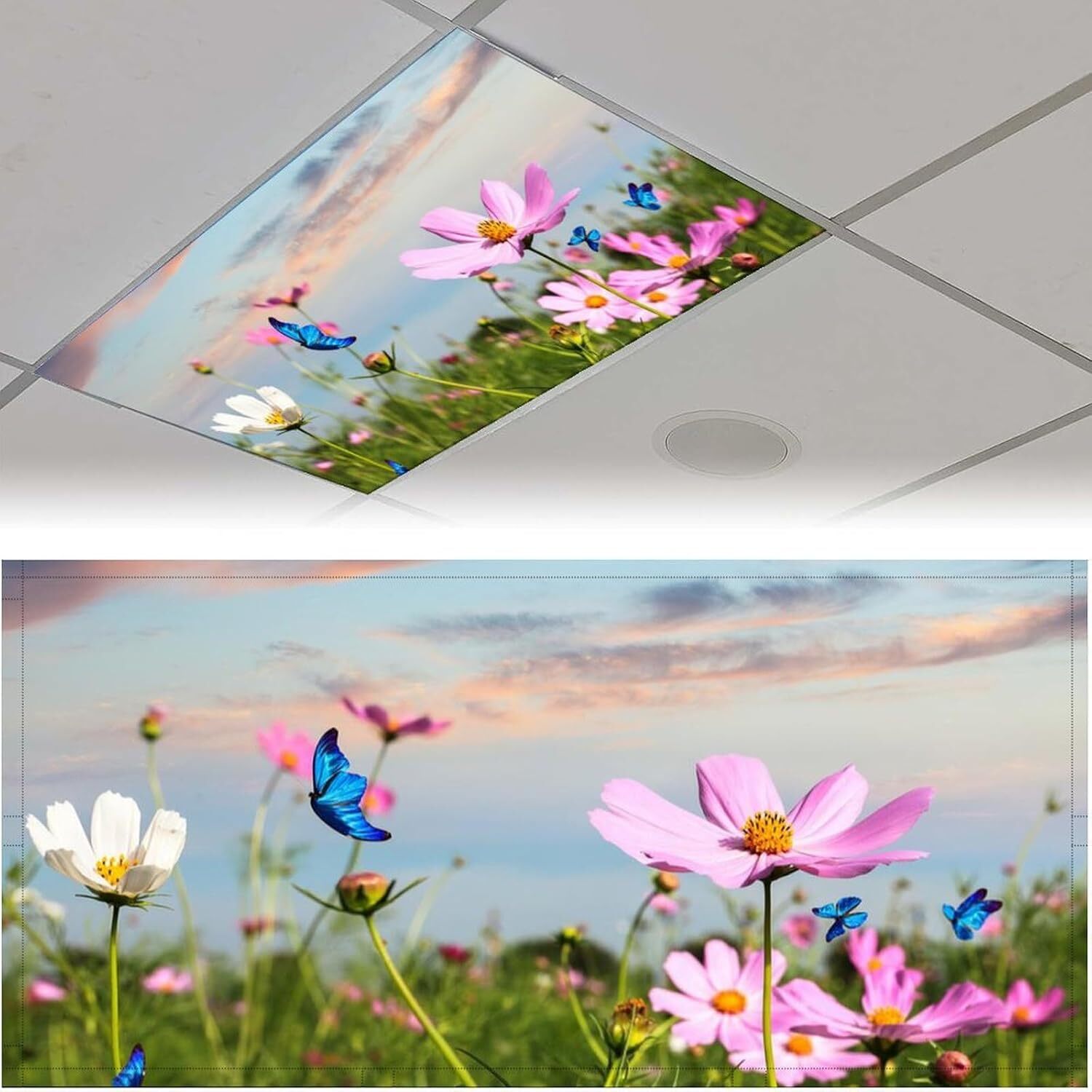 2 Pcs Fluorescent Light Covers for Ceiling Lights,Flowers One size, Color-13