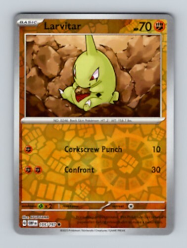Larvitar Reverse Holo Pokemon TCG Card 105/197