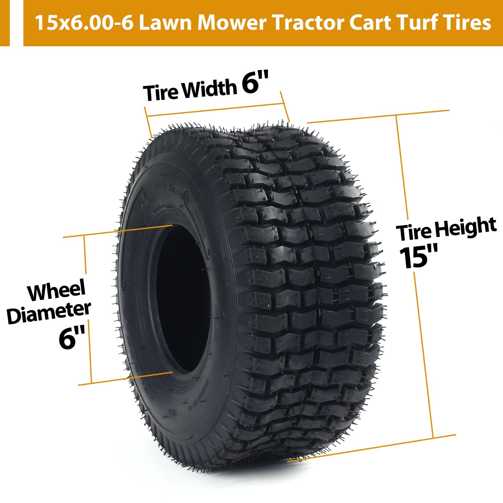 4PCS 15x6.006 Lawn Mower Turf Tires 15x6x6 Lawn Garden Tractor Golf