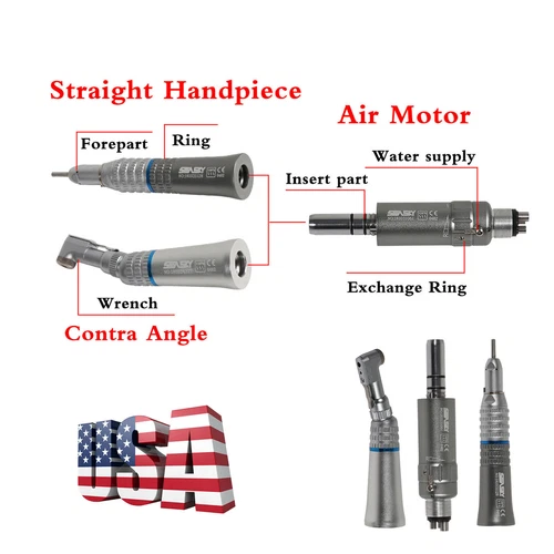 Dental Slow Low Speed Contra Angle /Straight Handpiece /Air Motor 2/4Hole E-type - Picture 11 of 165