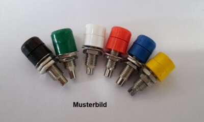 NoName, 5 Stück Einbaubuchsen, isoliert, 4mm, grün, Lötanschluß, unbenutzt