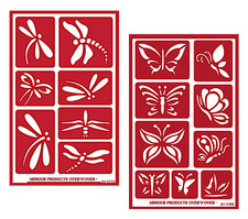 Dragonfly Butterfly Design Pattern Glass Etching Stencils Reusable Armour Etch