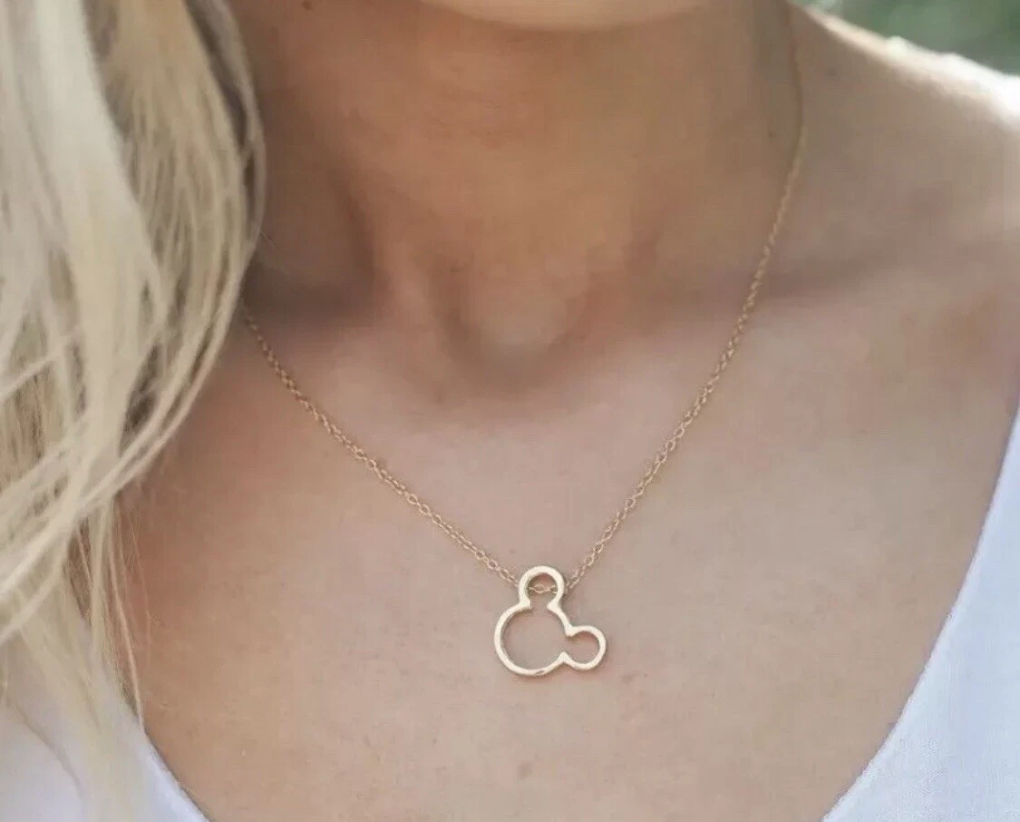 Mickey mouse gold necklace outlet