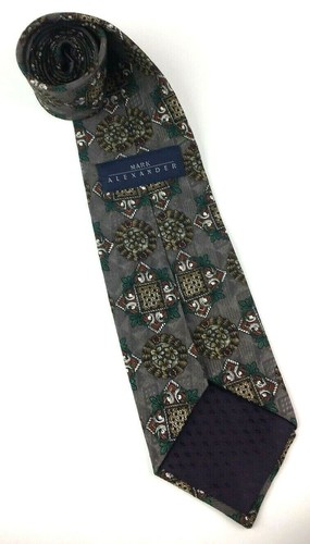 Corbata para hombre Mark Alexander clásica 100 % seda geométrica marrón rojo verde 58 X 3,75 - Imagen 3 de 5