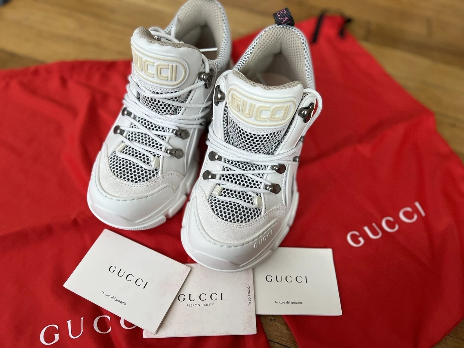 Baskets Gucci blanches Flash trek blanches femme taille 35