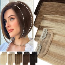 Mini Hair Pad Clip In Remy Human Hair Piece Extensions for Fluffy Short Topper