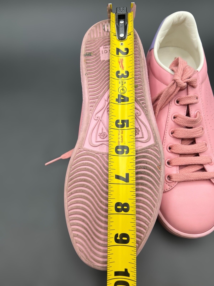 Pink Leather Gucci Women's Ace Perforated Logo Low Top Trainers