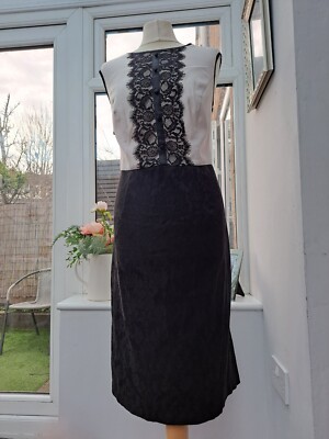 Joanna Hope Black Lace Damask Midi Dress Size 14 Elegant (D228) | eBay