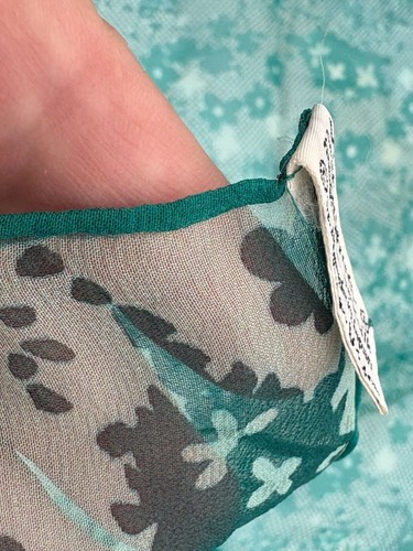 Vintage Sheer Verasheer Scarf by Vera Teal Blue Silk Blend Japan Square Floral - Picture 6 of 7