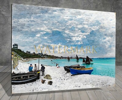 Claude Monet Der Strand von Sainte BOOT MEER LEINWAND GEMÄLDE KUNSTDRUCK 181