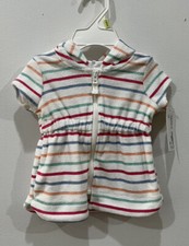 Carters girls size 3 months zippered hooded terry robe/ Bathrobe/ Pool Robe