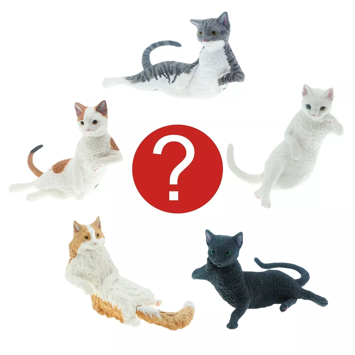 Blind Box Miniature Calico Black White Gray Resting Cat 1 Random