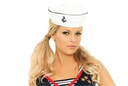 Disfraz de marinero Top corto a rayas babero pantalones capri ancla sombrero bufanda puños 9698 XL Foto 2 de 4