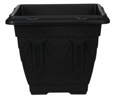 Image of 38cm Square Venetian Flower Medium Planter Pot Outdoor Garden Plants Black