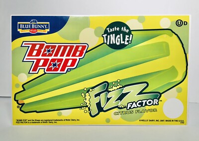 Vintage 2007 Blue Bunny BOMB POP Ice Cream Truck Vinyl Decal FIZZ FACTOR