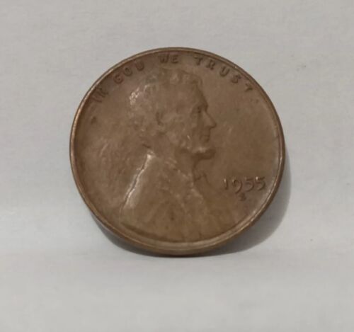  1955 S Wheat Penny Small Cent NO LIBERTY Error!  - Zdjęcie 1 z 4