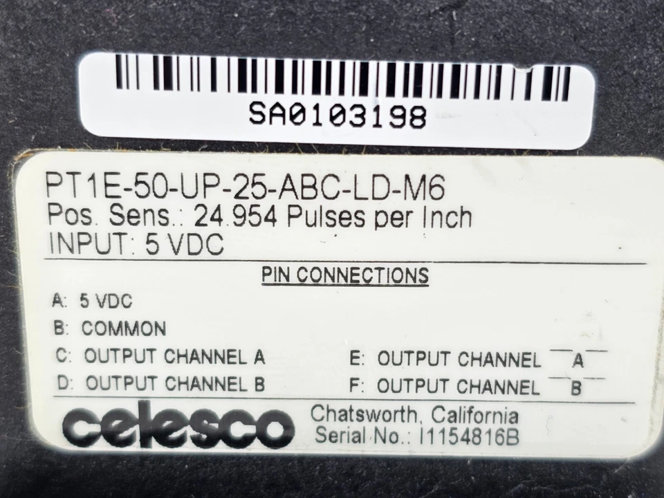 NEW Celesco PT1E-50-UP-25-ABC-LD-M6 Incremental Encoder, PT1E50UP25ABCLDM6 - Image 2 of 4