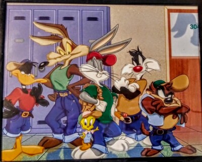 90sUSA製LOONEY TUNESシルベスター トゥイーティービッグプリント Looney Tunes Character Poster 90s Bugs Bunny Daffy Tweety