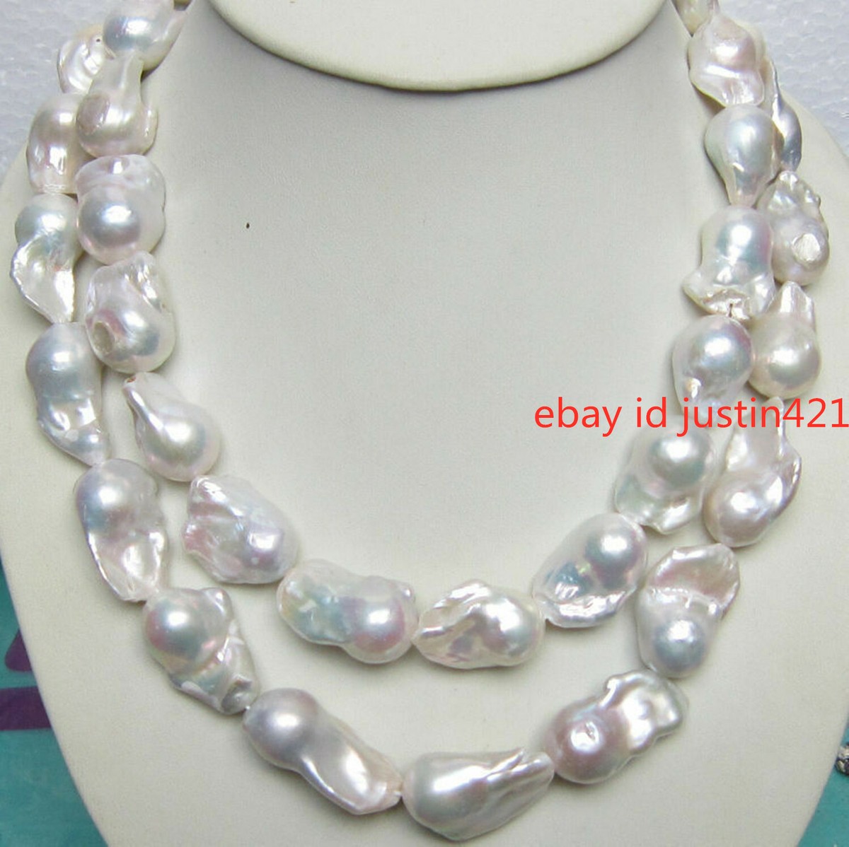 HUGE 15-25MM SOUTH SEA GENUINE WHITE BAROQUE PEARL NECKLACE 35