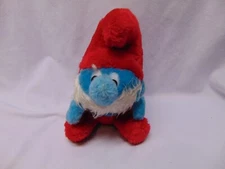 1981 The Smurfs Papa Smurf stuffed toy by Wallace Berrie 8" tall red & blue