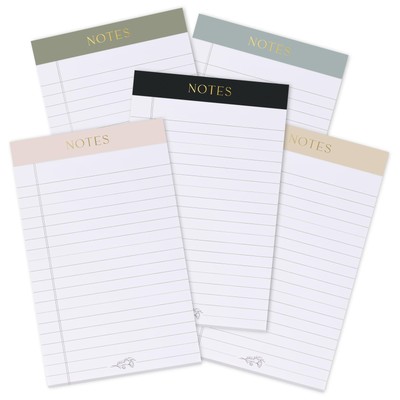 Aesthetic Note Pads Set Of 5 - Quality 5x8 inch Lined Legal Pads For Women Or...