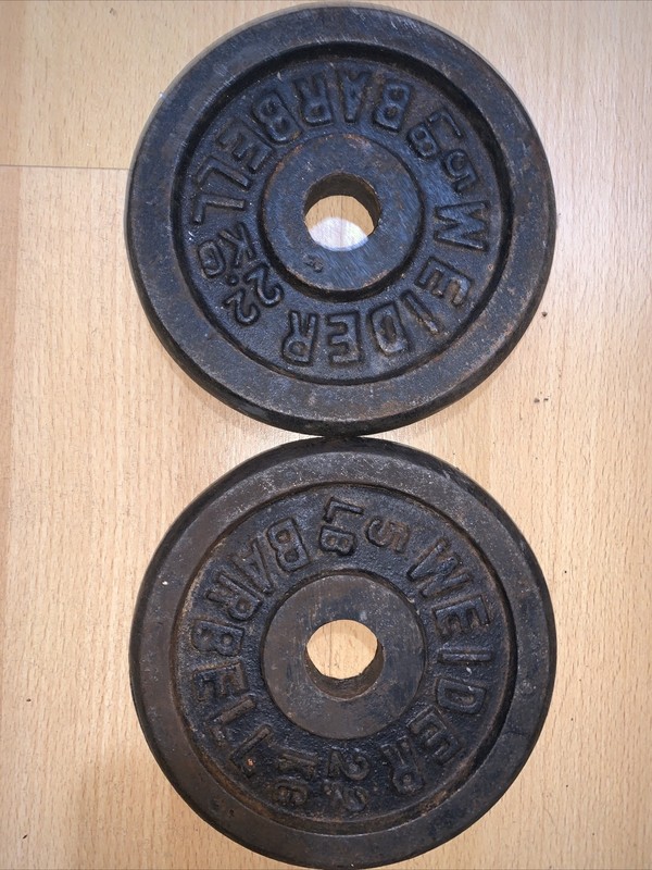 Pair of Vintage 5LB Weider Barbell Dumbell Weight Plates  10 lbs Total