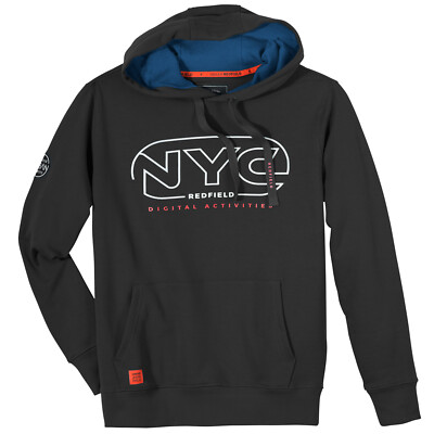Redfield Übergrößen Hoodie schwarz Print NYC