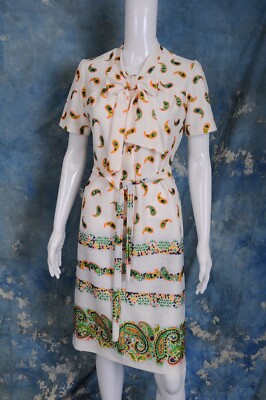 Vintage 1970s Walden classics polyester mini dress belted 6/8 pussy bow |  eBay