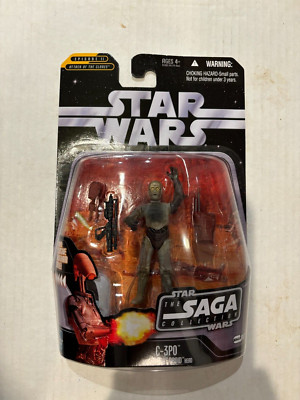 C-3PO w/ Battle Droid Head 3.75'' Figure Star Wars #17 Saga Attack Clones