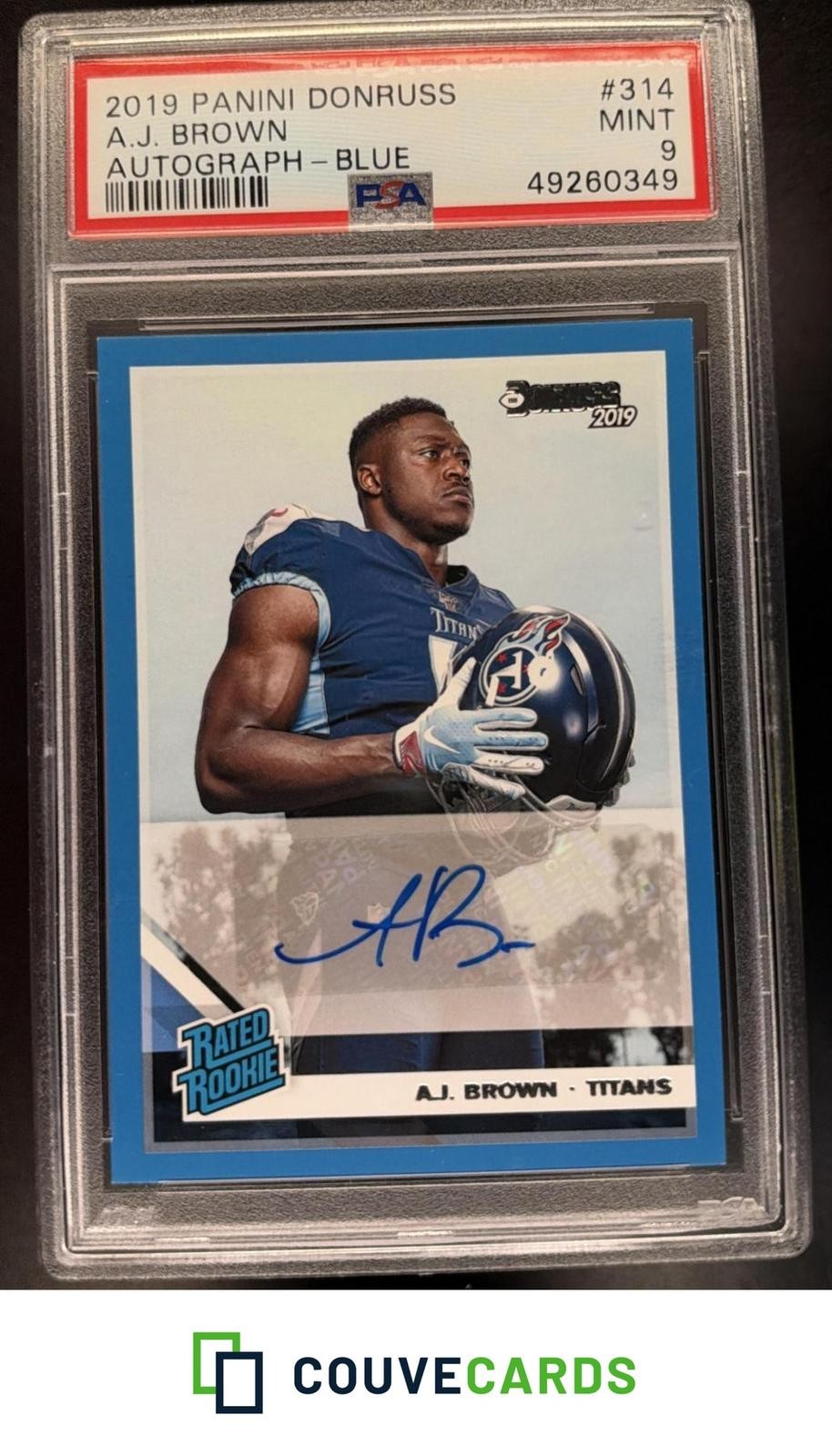 2019 Donruss Rated Rookie Autographs Blue A.J. Brown #314 RC AU PSA