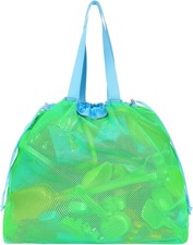 Extra Large Mesh Beach Toy Bag With Drawstring - Lightweight Tote for Sand Toys,