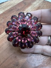 Vintage Juliana Style Red Pink Rhinestone & AB Layered Open Back Brooch