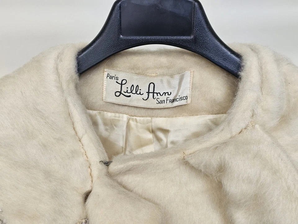 Abrigo columpio vintage Lilli Ann Paris Tissé à Paris lana marfil estrás años 50 Foto 2 de 4