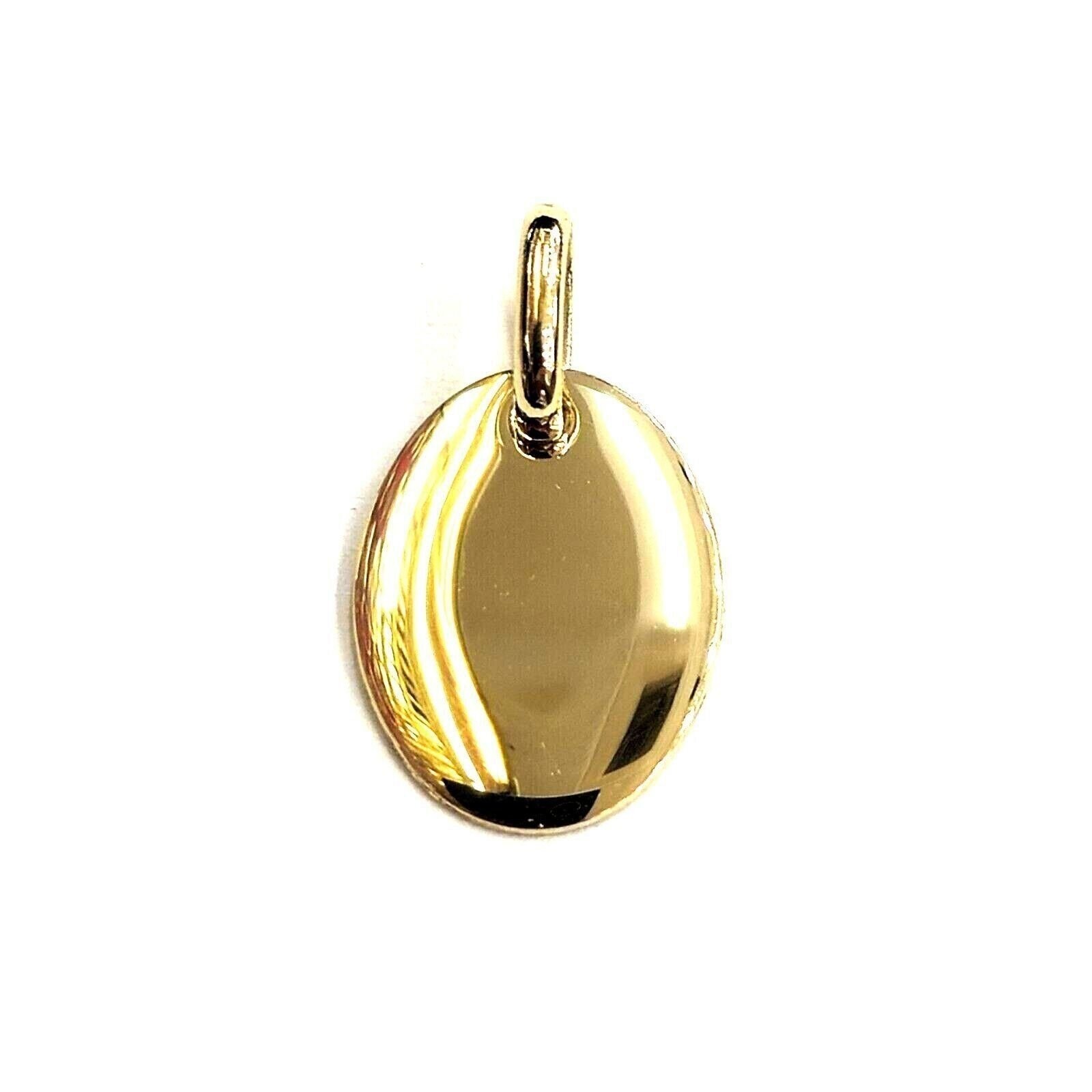 14k Yellow Gold solid tiny oval name tag engravable Pendant charm shiny 1.5g