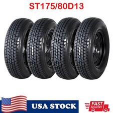 4pcs 17580d13 Trailer Tires With 13 Rims 17580 D 13 5 Lug On 4.5 Black