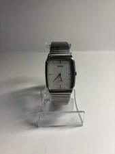 Vintage Phasar Quartz Men's Rectangular Dress Watch Silver Dial Sears Japan RUNS
