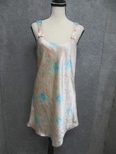 Vintage Floral Satin Nightgown Womens Small Pastel Coquette Cottagecore Silky