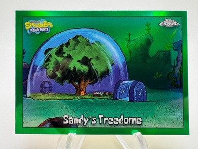 2025 Topps Chrome SpongeBob 25th SANDY'S TREEDOME Kelp Green Refractor #128