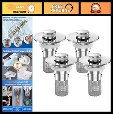 4PCS Pop-up Bathroom Sink Drain Strainer Set, Removable Stainless Steel Hair Cat