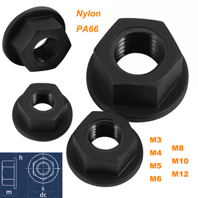 #ad #ad Black Nylon Plastic Hexagon Flange Nuts M3 M4 M5 M6 M8 M10 M12 PA66 DIN6923 $15.14