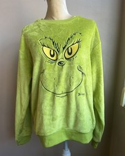 Grinch Womens Pullover Sweatshirt Plush Sz M New Christmas New Embroidered